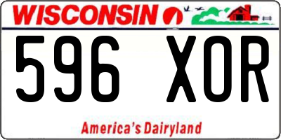 WI license plate 596XOR