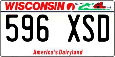WI license plate 596XSD