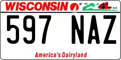WI license plate 597NAZ