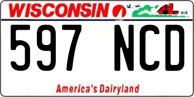 WI license plate 597NCD