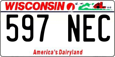 WI license plate 597NEC