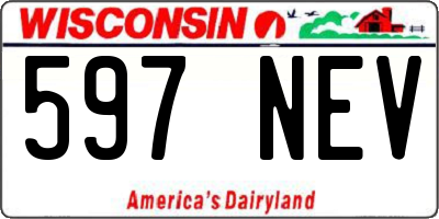 WI license plate 597NEV