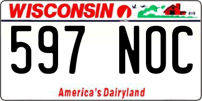 WI license plate 597NOC