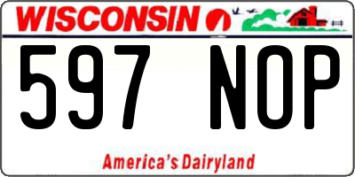 WI license plate 597NOP