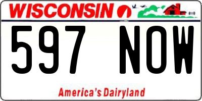 WI license plate 597NOW