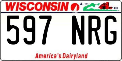 WI license plate 597NRG