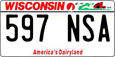 WI license plate 597NSA