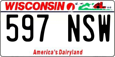 WI license plate 597NSW