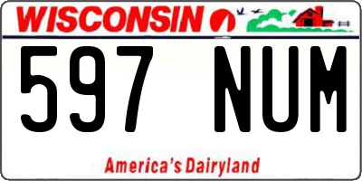 WI license plate 597NUM