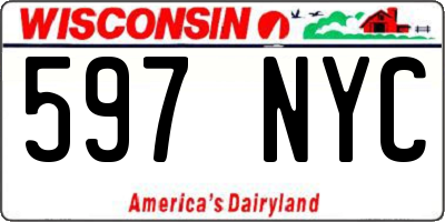 WI license plate 597NYC