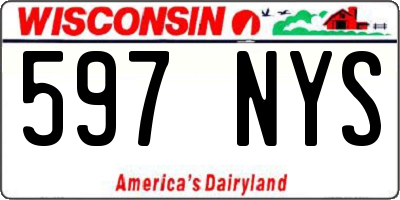 WI license plate 597NYS