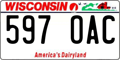 WI license plate 597OAC