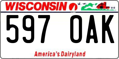 WI license plate 597OAK