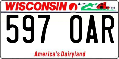 WI license plate 597OAR