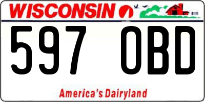 WI license plate 597OBD
