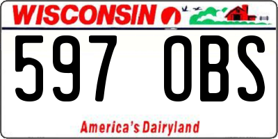 WI license plate 597OBS