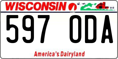 WI license plate 597ODA