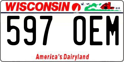 WI license plate 597OEM