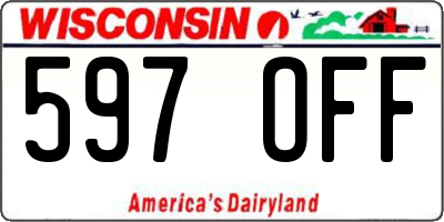 WI license plate 597OFF