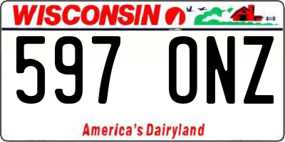 WI license plate 597ONZ