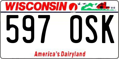 WI license plate 597OSK