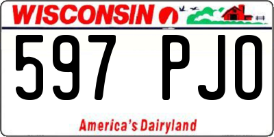 WI license plate 597PJO