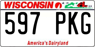 WI license plate 597PKG