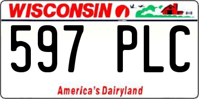 WI license plate 597PLC