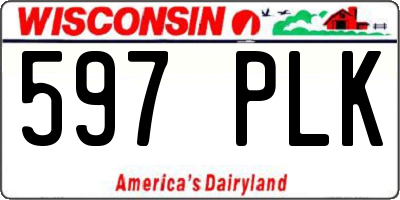 WI license plate 597PLK