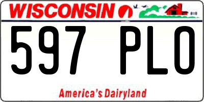 WI license plate 597PLO