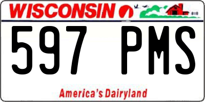 WI license plate 597PMS