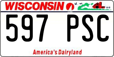 WI license plate 597PSC