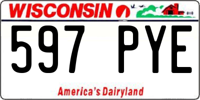 WI license plate 597PYE