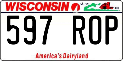WI license plate 597ROP