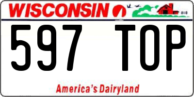 WI license plate 597TOP