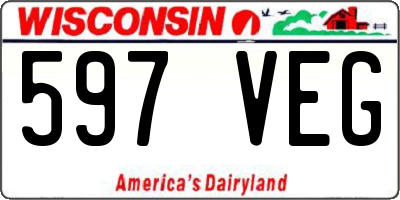 WI license plate 597VEG