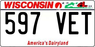 WI license plate 597VET