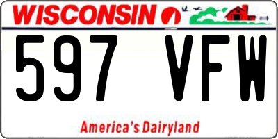 WI license plate 597VFW