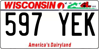 WI license plate 597YEK