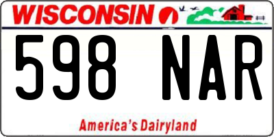 WI license plate 598NAR