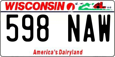 WI license plate 598NAW