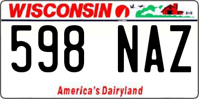 WI license plate 598NAZ