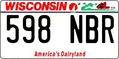 WI license plate 598NBR