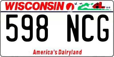WI license plate 598NCG