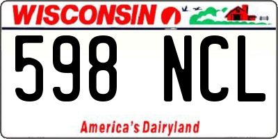 WI license plate 598NCL