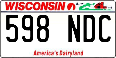 WI license plate 598NDC