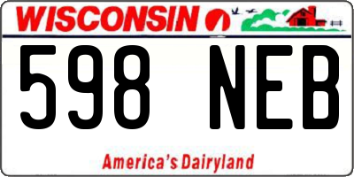 WI license plate 598NEB