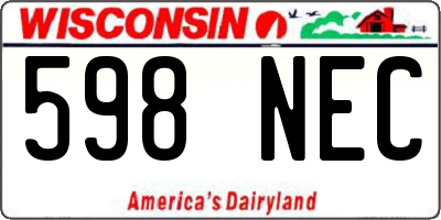 WI license plate 598NEC