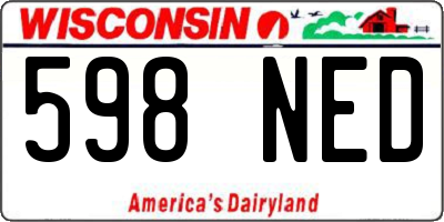 WI license plate 598NED