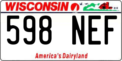 WI license plate 598NEF